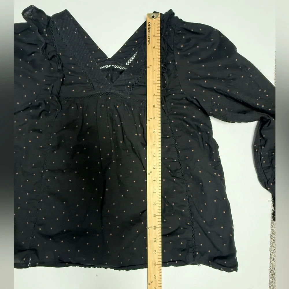 Madewell Voile ruffle pin tuck Black top XS - Picture 9 of 16